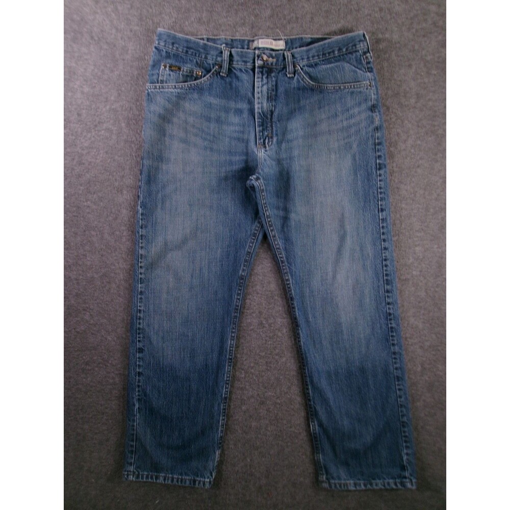 Lee Jeans Men 38X30 Blue Straight Leg Regular Fit Medium Wash Causal Premium